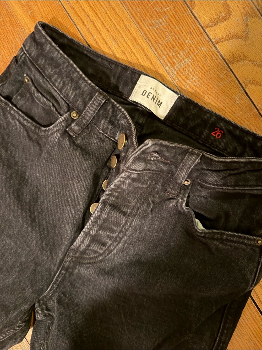 Sezane brut sexy Black Women’s High-Rise Button-Fly Jeans